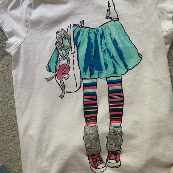 Gymboree White Dancer Leg Warmer Girls Short Sleeve Tee - Picture 2 of 3